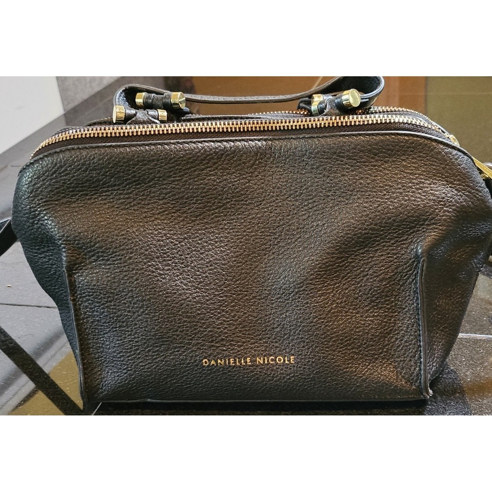 Danielle Nicole Black Pebbled Crossbody/Satchel Gold Hardware